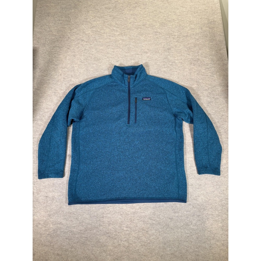 Patagonia Sweater Mens XL Blue 1/4 Zip Fleece Mock Neck Pullover Chest Pocket